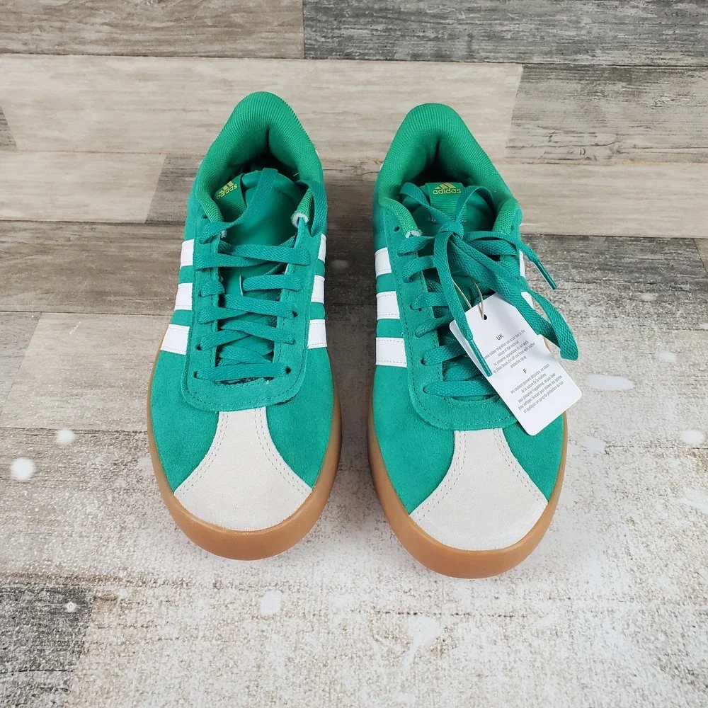 Adidas VL Court 3.0 Mens Shoes Sz 8 Court Green Cloud White Lace‎ Up Sneakers